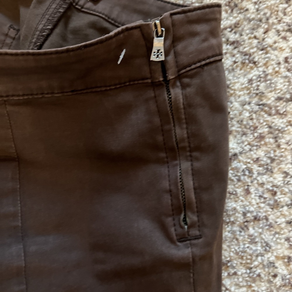 Tory Burch Brown Legging Pants front seam Slim Zip Down Leg  SZ 29 Great Condit - Picture 3 of 12